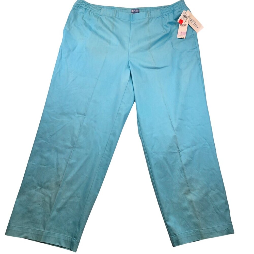 Vintage Koret Straight Leg Pants Plus Sz 22W Blue Deadstock Stretch Casual *Flaw